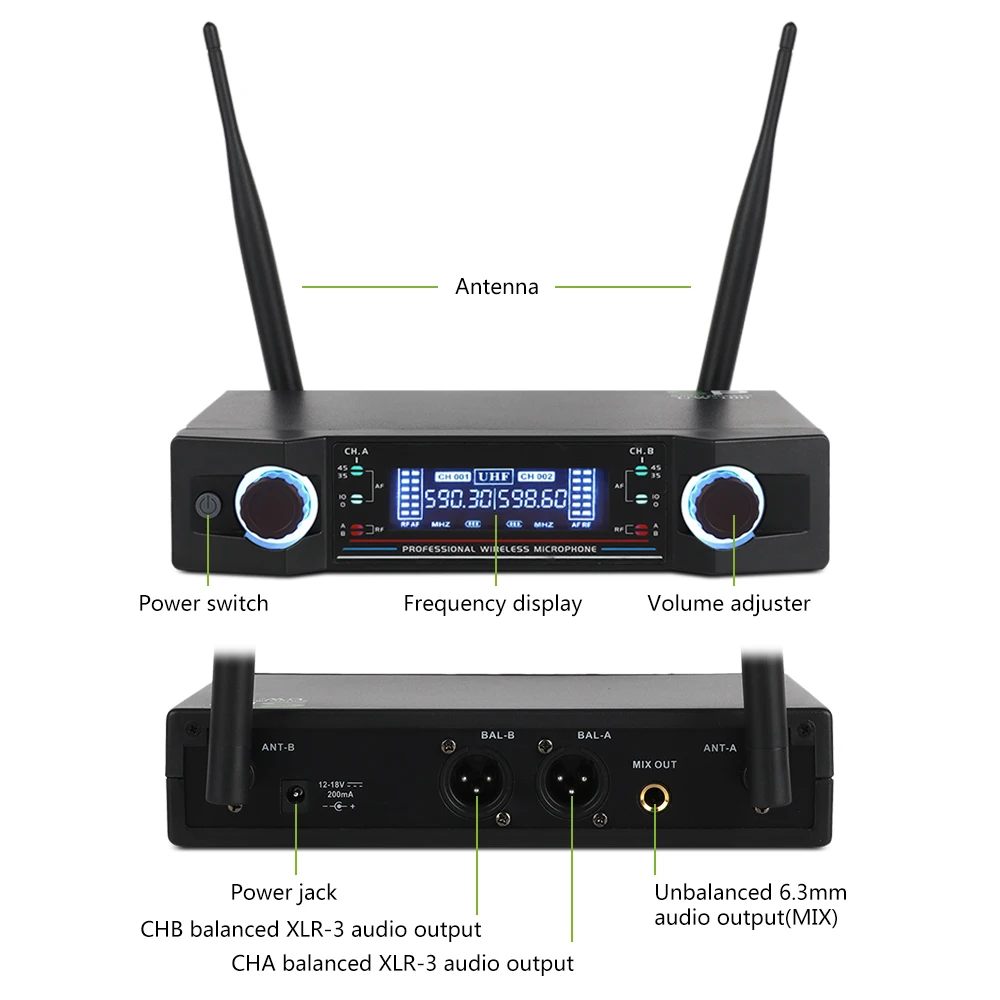 UW 100 UHF профессиональная беспроводная микрофонная система 2 канальный ручной