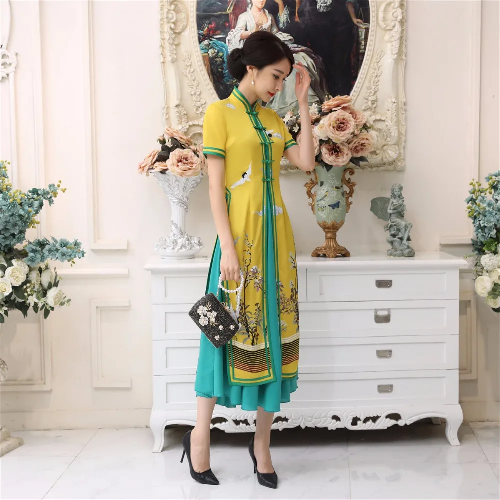 Китайская традиционная одежда для женщин вьетнамское длинное китайское платье