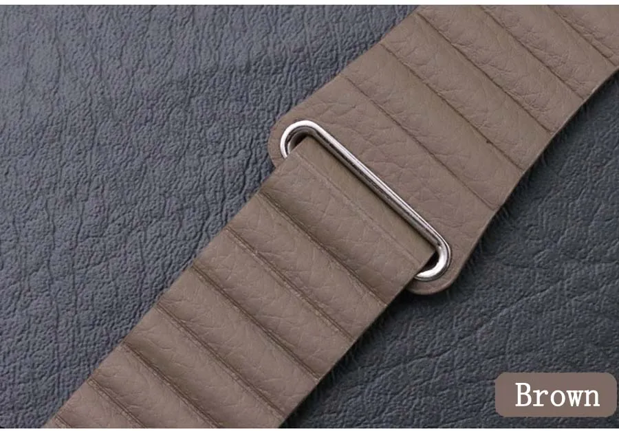 Brown Кожаный ремешок-петля для Apple Watch 42 мм 44 мм наручный браслет Iwatch 4 3 2 1 40 мм 38 мм ремешок для часов Correa спортивный ремень браслет - Цвет ремешка: Brown