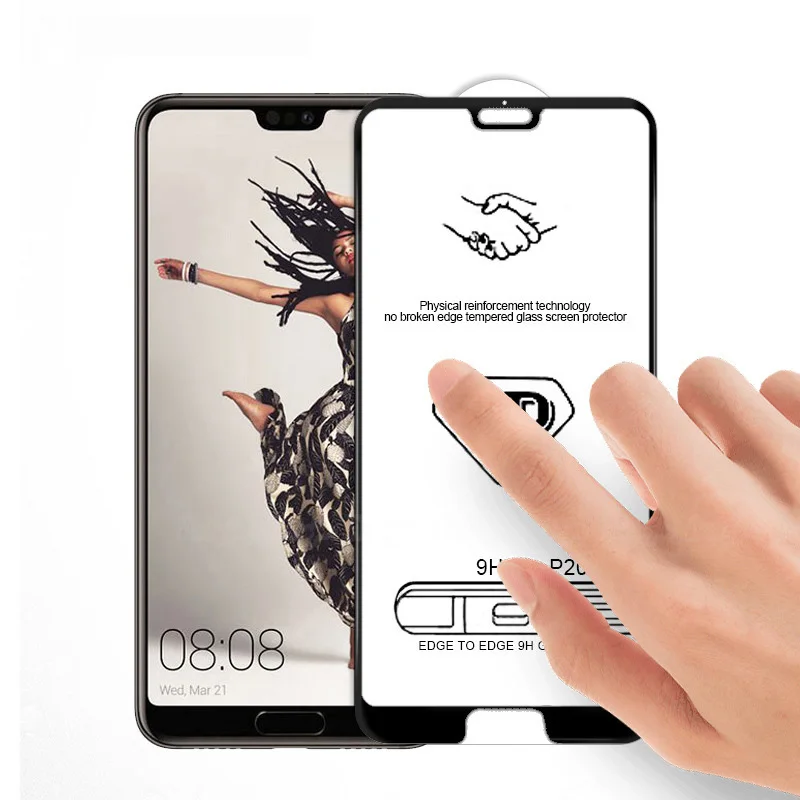 EXUNTON 5D закаленное стекло с холодной резьбой для huawei P20 Pro 3D полное покрытие небьющиеся края протектор экрана для huawei P20 Lite