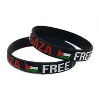 obh 50pcs save gaza free palestine silicone bracelet rubber wristband with national flag