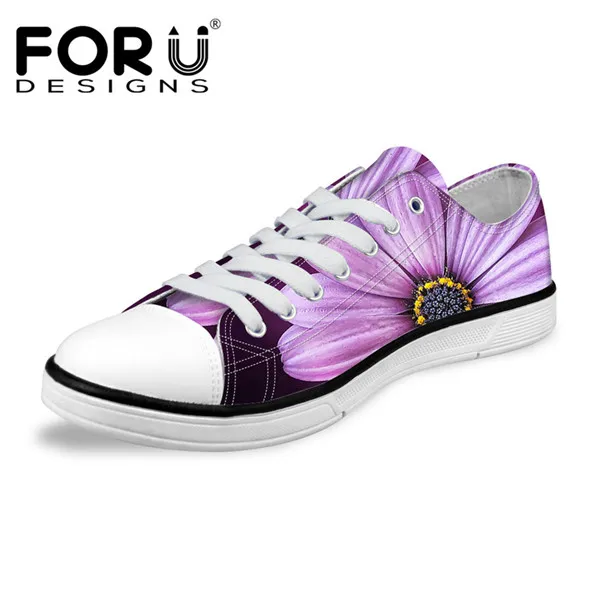 FORUDESIGNS/Модная женская парусиновая обувь с низким берцем; классическая женская Вулканизированная обувь с цветочным узором; женская повседневная обувь; женские кроссовки - Цвет: HB0032AP
