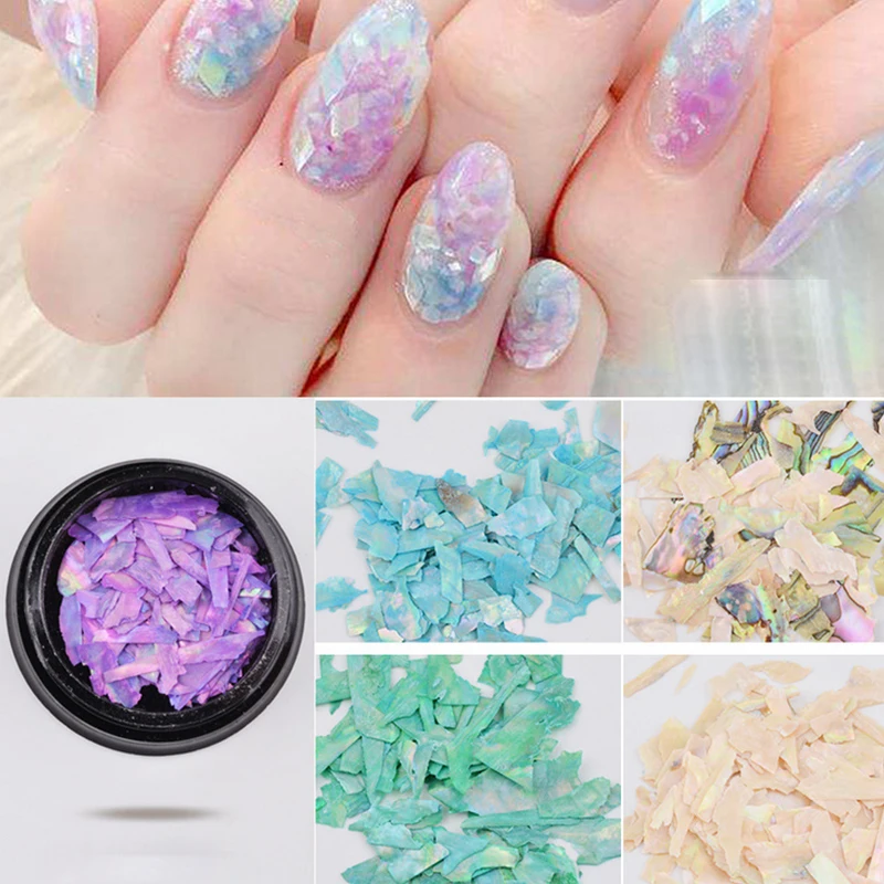 1 бутылка нерегулярные Seashell лак для ногтей блёстки натуральные Abalone 3D DIY украшения
