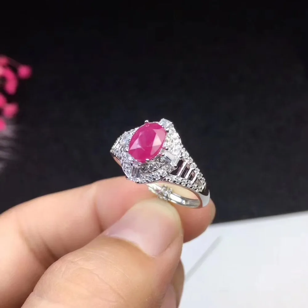 

Natural real ruby Ring 925 sterling silver Free shipping 5*7mm gemstone