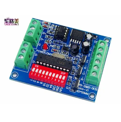Бесплатная доставка DC5V 24V 3CH 3 канальный светодиодный декодер DMX512 RGB контроллер