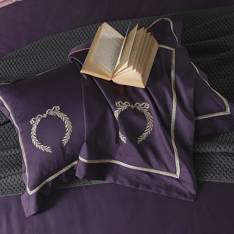 2019 Egyptian cotton purple color luxury bedding set queen king size 4pcs bed sheet linen embroidered duvet cover | Дом и сад