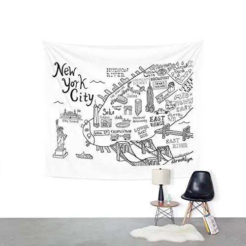 New York City Map Wall Tapestry Hanging For Decoration Fashion | Дом и сад