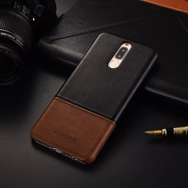 Чехол для huawei mate 10 Lite KEZiHOME, роскошный хит цвета, натуральная кожа, твердая задняя крышка для Honor 9i/Nova 2i 5,9 '', чехол для телефона s - Цвет: black