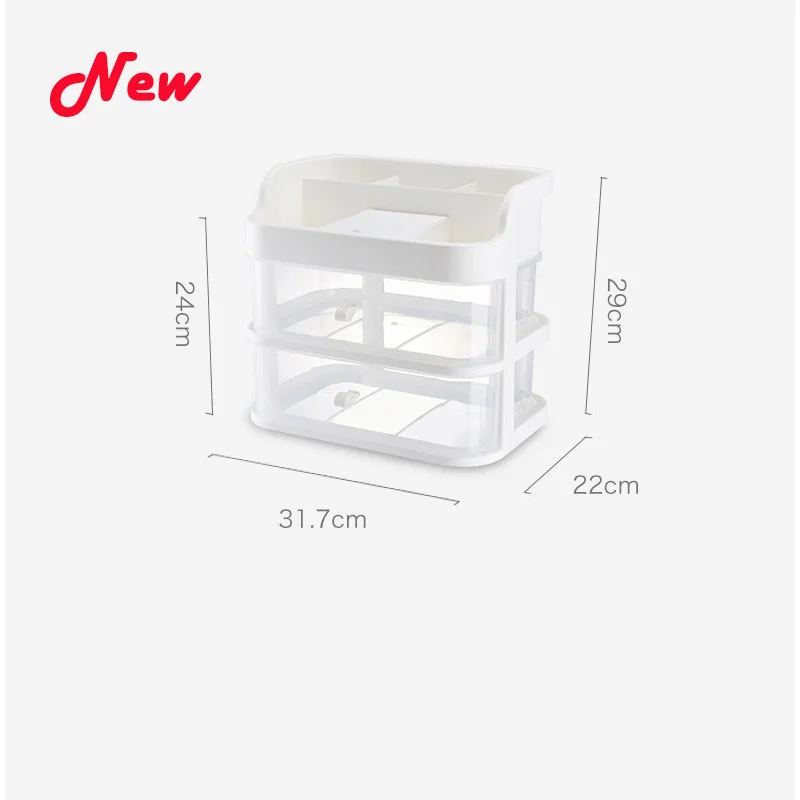 New White 2LAYERS Мини 2 3 слоя Настольный ящик для хранения Коробка для хранения мелочей чехол для мелких предметов косметическая коробка Настольный макияж Органайзер дропшиппинг - Цвет: New White 2LAYERS