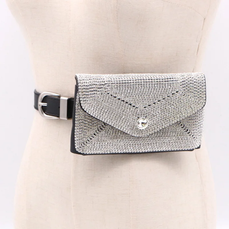 Gradosoo Rhinestone Design Women Waist Bag Ladie PU Leather Belt Bags Organizer Fashion Style Fanny Pack LBF272 | Багаж и сумки
