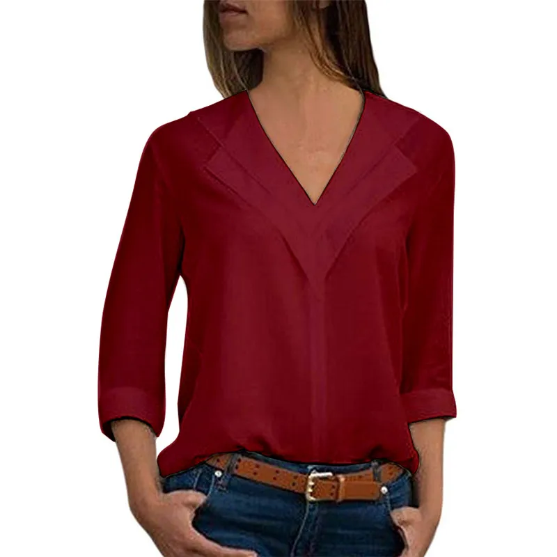 Blusas Femininas 2019 Women Shirts Chiffon Tops Long Sleeve Elegant Ladies Formal Office Blouse Plus Size Chiffon Shirt clothing