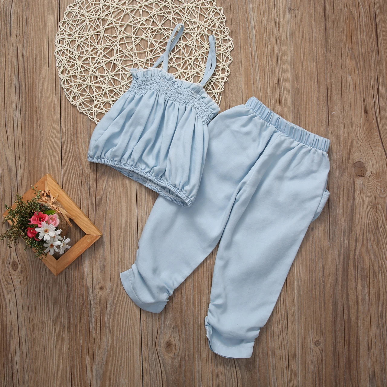 

Toddler Kid Girl Children Outfit Set Top T-shrit Pants Trousers Clothing Sunsuit