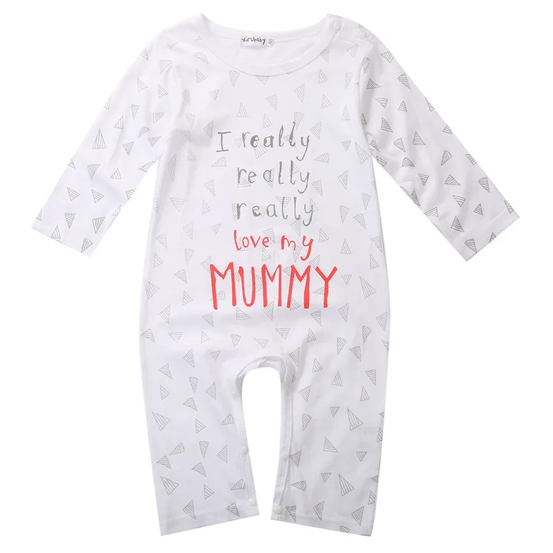Baby Clothes Rompers I love Mum Dad Newborn Boy Girl 100% Cotton Long Sleeve Letter Print Romper Sleepsuit | Детская одежда и