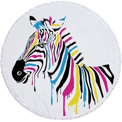 Beach towel9 Круглое пляжное полотенце с рисунком леопарда и тигра с кисточками из микрофибры 150 см, летний коврик для плавания и пикника, гобелен, одеяло для путешествий - Цвет: Beach towel9