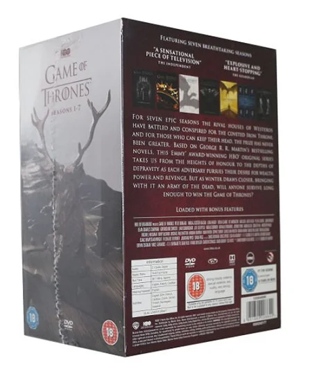 Игра престолов Сезон 1 2 3 4 5 6 7(34 DVD дисков) набор английских коробок