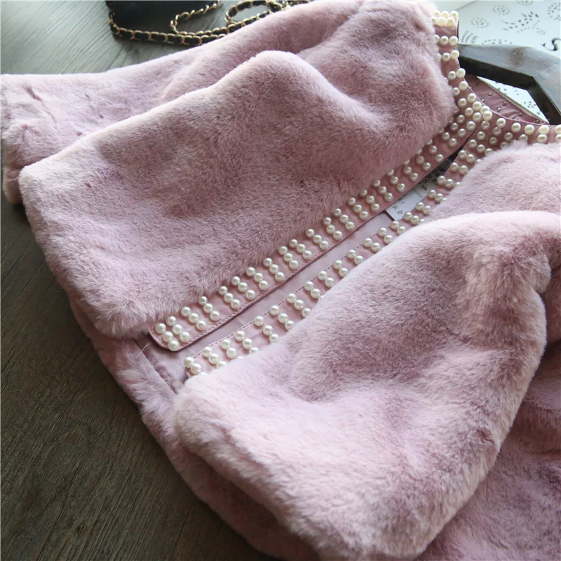 Розовый белый искусственный мех плащ для обувь девочек От 2 до 7 лет бисер весна осень зима болеро куртка принцессы бутик шаль короткие пальт