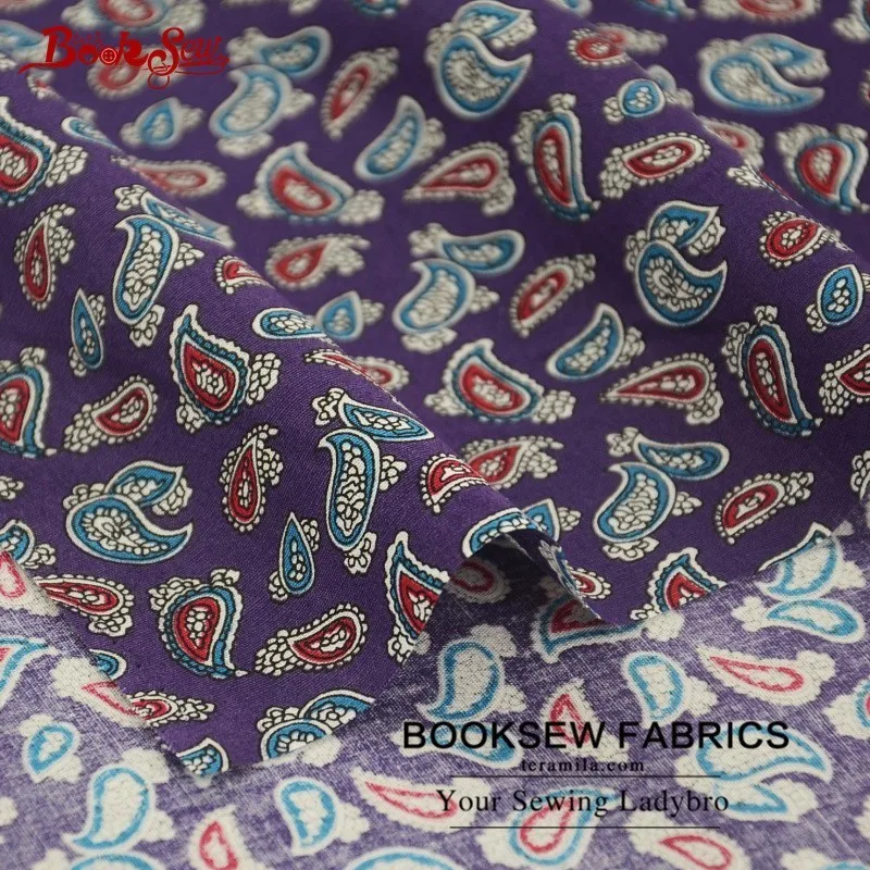 Booksew 100% хлопок поплин Ткань мягкий выстегивая цветочный узор фиолетовый Текстиль