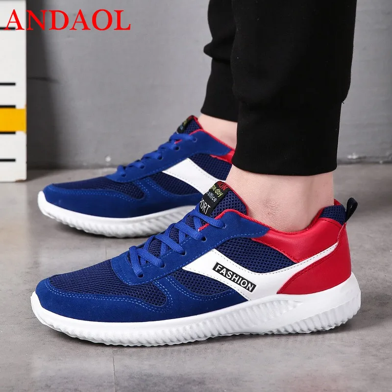 ANDAOL Men's Casual Shoes Top Quality Mesh Breathable Light Mixed Colors Sneakers Luxury Massage Non-Slip Trainers Skateboarding |