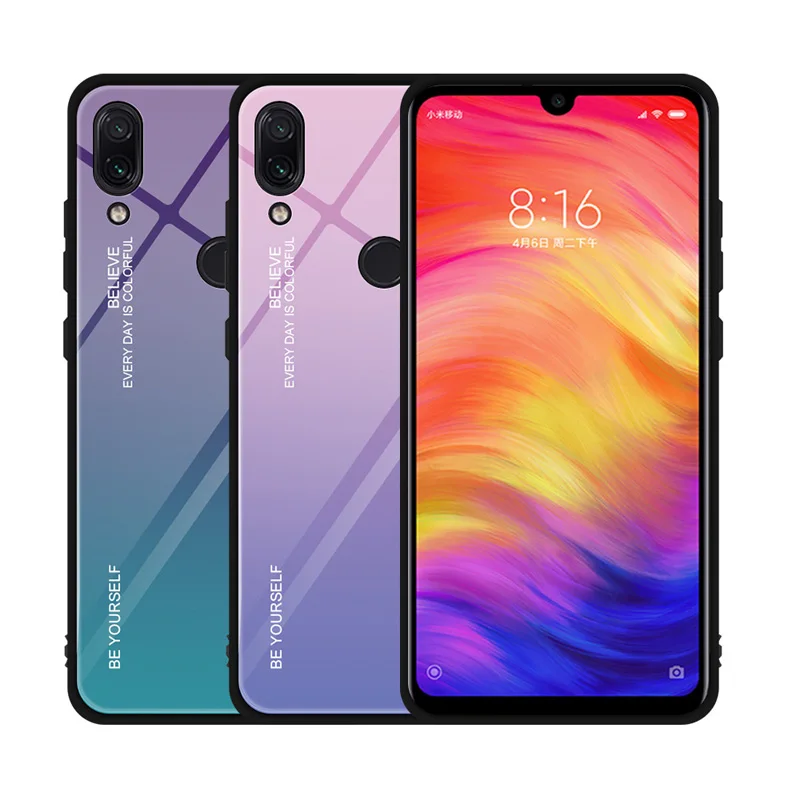 Чехол из закаленного стекла Redmi Note 7 с градиентом для Xiaomi Mi 9 Mi8 Lite Pocophone F1 чехол