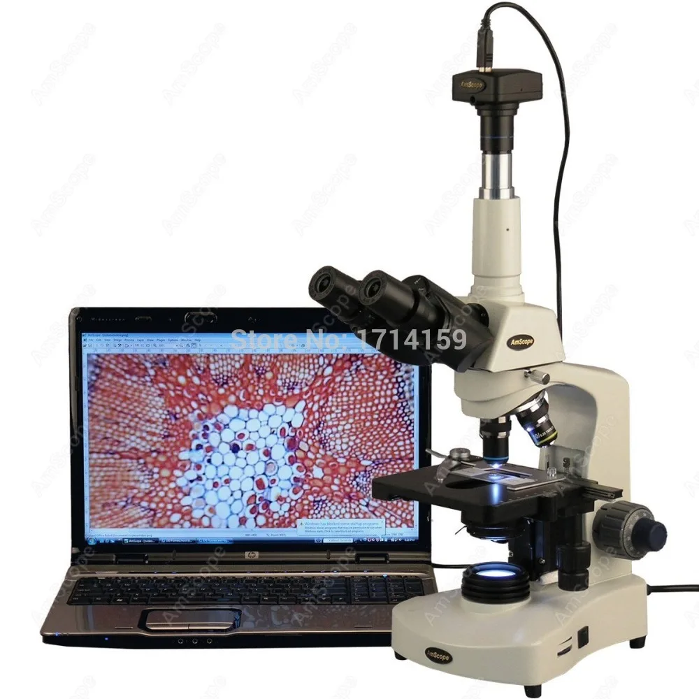 

AmScope Supplies 40X-2000X 3W LED Siedentopf Trinocular Compound Microscope + 8MP Camera