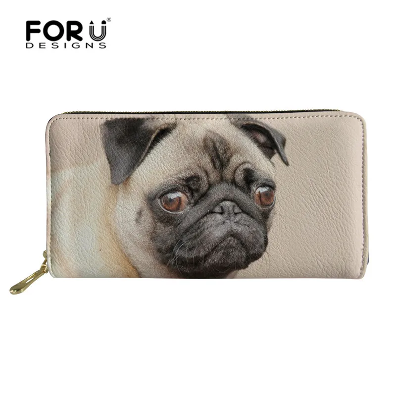 FORUDESIGNS/женские кожаные кошельки с Мопсом, большой объем, на молнии, для путешествий, Длинный кошелек, сумки для женщин, сумка для денег, клатч, сумка для мобильного телефона - Цвет: Z3169Z21
