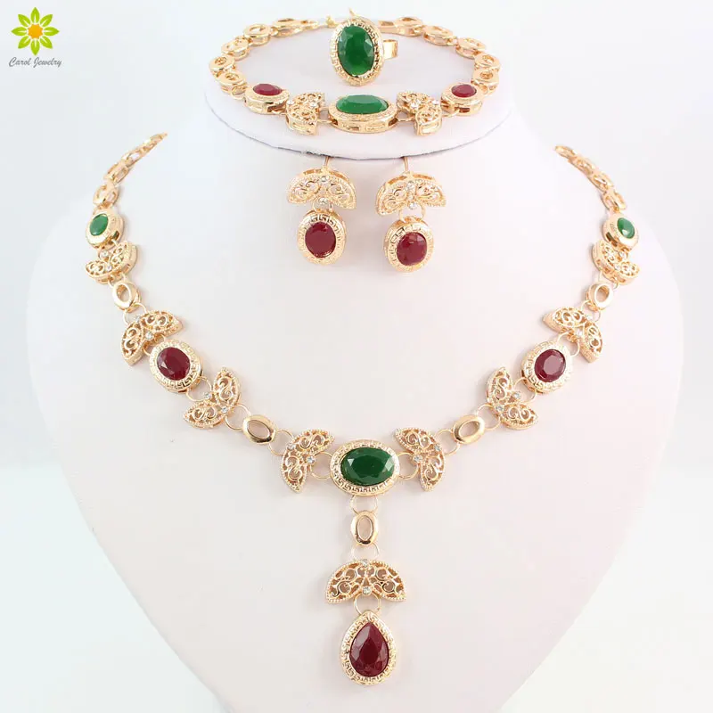 Новое поступление зеленые красные стразы в форме капли воды ожерелье серьги