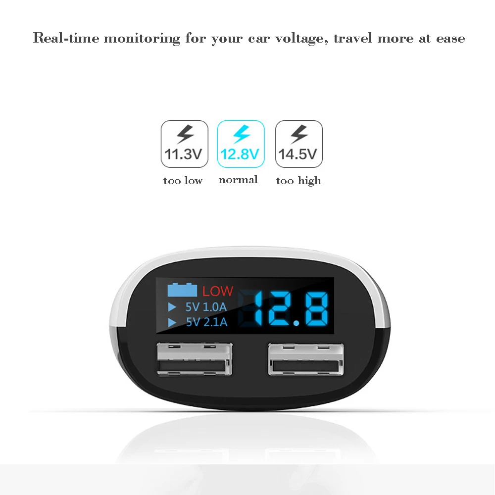 Hopeda 2 USB светодиодный Экран 3.4A QC 3.0 быстрый автомобиль Зарядное устройство для