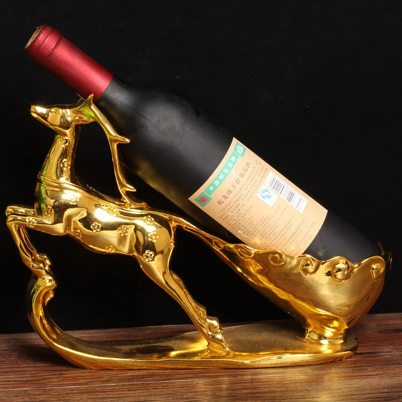 European style creative antique resin decoration red deer wine rack cabinet and display. | Дом и сад