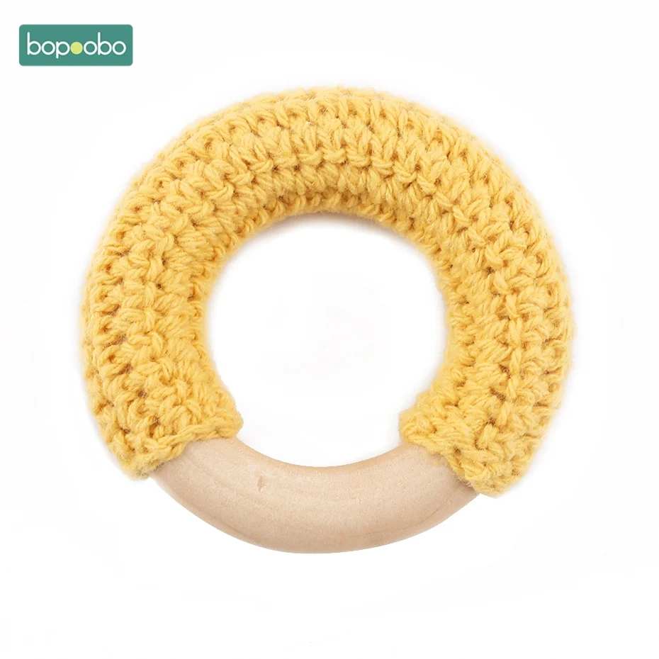 yellow ring Bopoobo 1 шт., 50 мм, деревянные кольца для вязания крючком, детское ожерелье для кормления, деревянные круги, Детские кусачки, игрушки для самостоятельного вязания, Детские Прорезыватели - Цвет: yellow ring