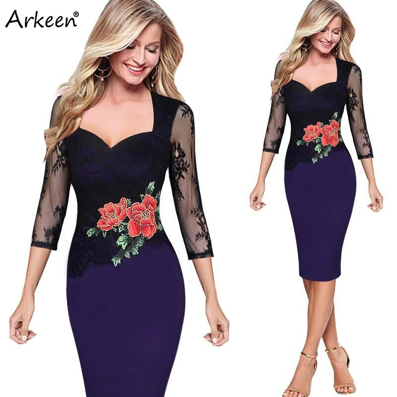 Вышивка Кружево платье с цветочным рисунком 2017 желтый и зеленый цвета розы