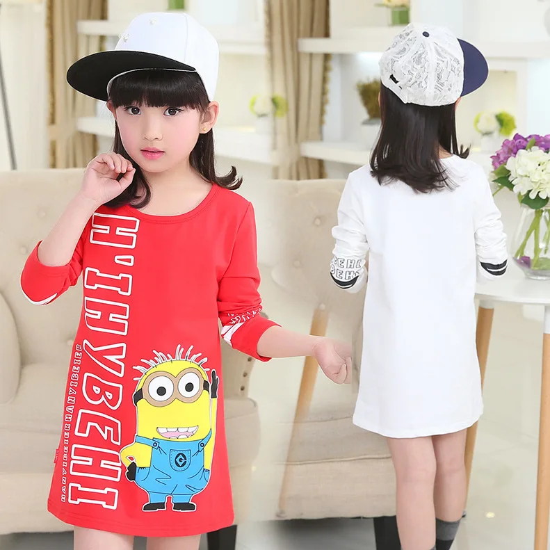 Бесплатная доставка Новинка 2017 девушки случайные мультфильм футболка с длинными