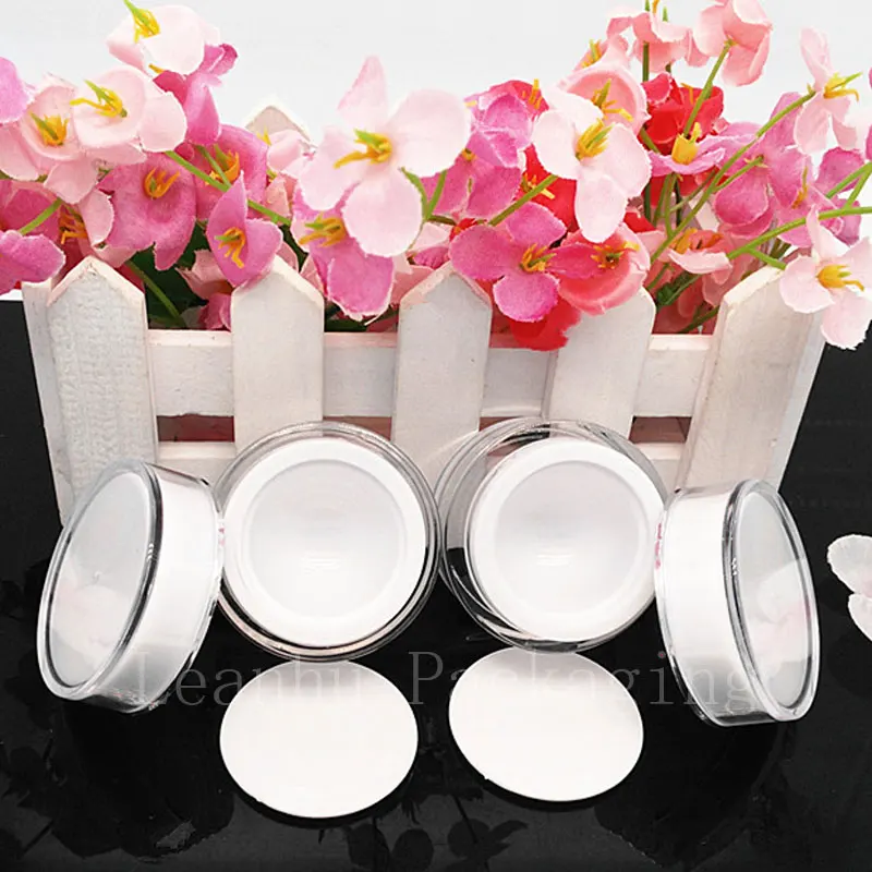 

12pcs white color Cosmetic Cream Jars Convenient Portable Travel Refillable Cosmetic Container Top Quality Acrylic MakeUp jar