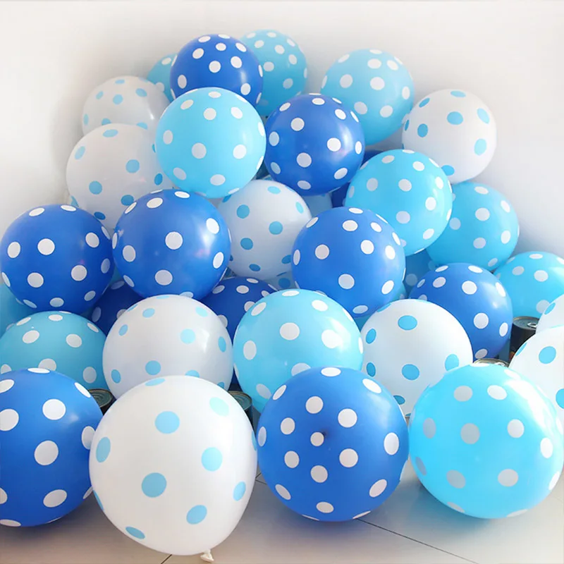 Blue Sky blue White 15 шт./лот 12''Polka точка латексных воздушных шаров с Микки-Маусом Мышь декорации на свадьбу, вечеринку globos, красные, черные, синие, воздушные шары ко дню рождения детского дня рождения - Цвет: Blue Sky blue White