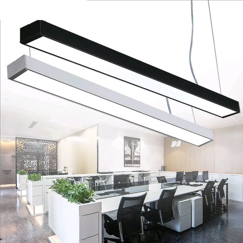 

Office chandeliers led strip lights office building creative aluminum chandeliers rectangular hanging line lamps led fixture