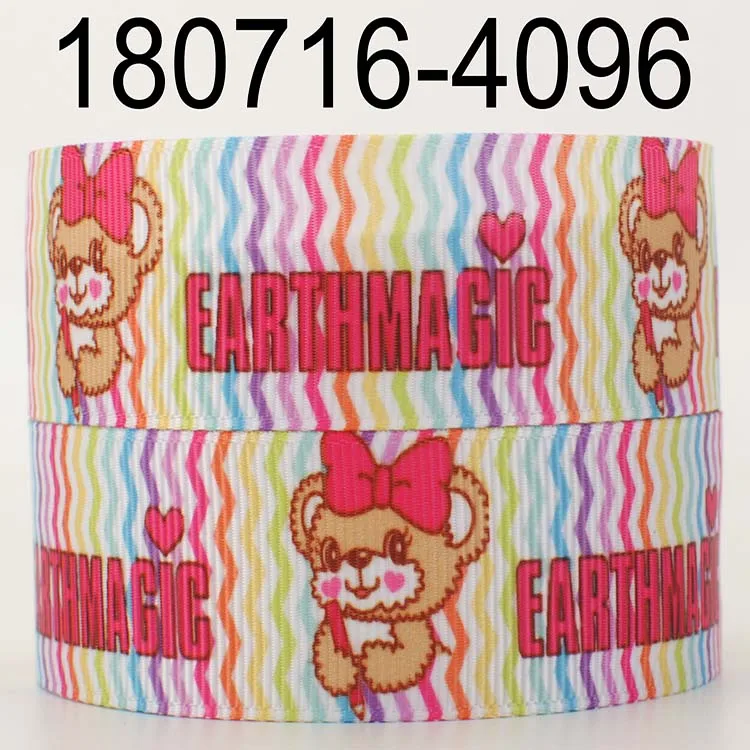 180716-4096 10 ярдов-разные размеры-мультяшный медведь grosgrain лента-Земля Волшебная печатная лента-Милая Лента - Цвет: 180716-4096