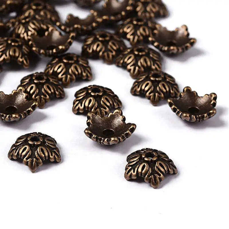 

Jewelry Findings Tibetan Style Bead Caps, Lead Free & Nickel Free, 5-Petal, Flower, Antique Bronze, 10x4mm, Hole: 1mm