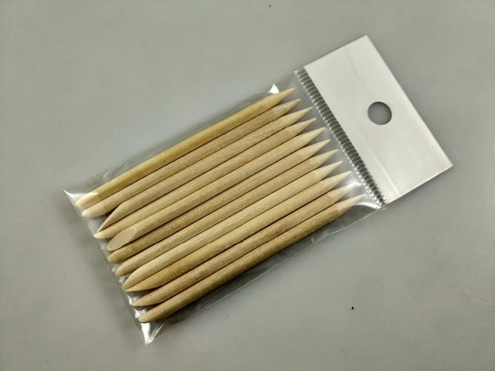 

10X Nail Art Orange Wood Stick Cuticle Pusher Remover for nail art care Manicures nail tools 7.5cm