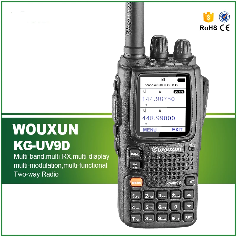 

CE FCC Muiti-RX Dual Band 136-174/400-512MHZ WOUXUN KG-UV9D Two Way Radio Reception on 7 Bands