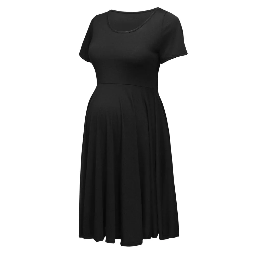 

LONSANT Maternity dresses Women Short sleeve A-line dress Pregnant Maternity Nursing Solid Breastfeeding Summer Maternity Dress
