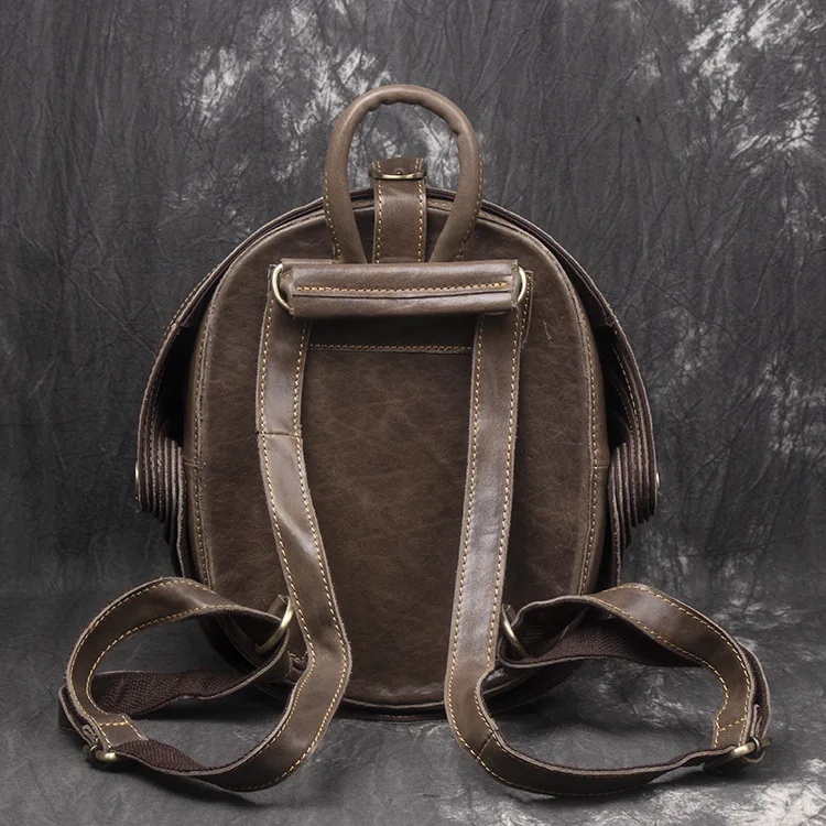 Fashion Cowhide Genuine Leather Women Backpacks Beetle School Backpack For Women Teenage Girls Mochilas Feminina Small Bags