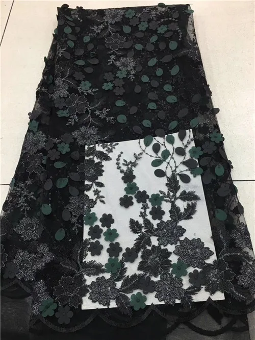 AF42 Free shipping (5yards/pc) black African French net lace fabric fashion appliqued tulle for making party dress | Дом и сад