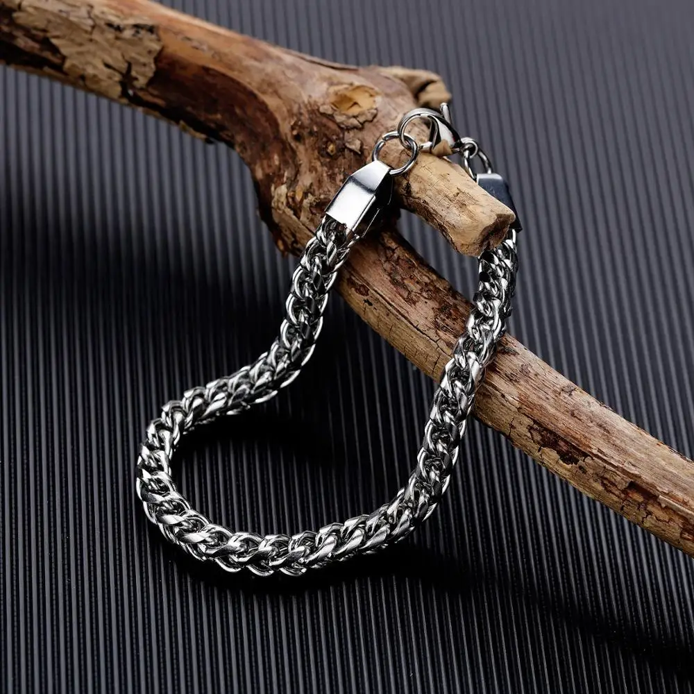 

Hot Sale New Trendy Casual Stylish Fashion Stainless Steel Bracelets Silver Color Crude Chain Bracelet Jewelry Gift for Men