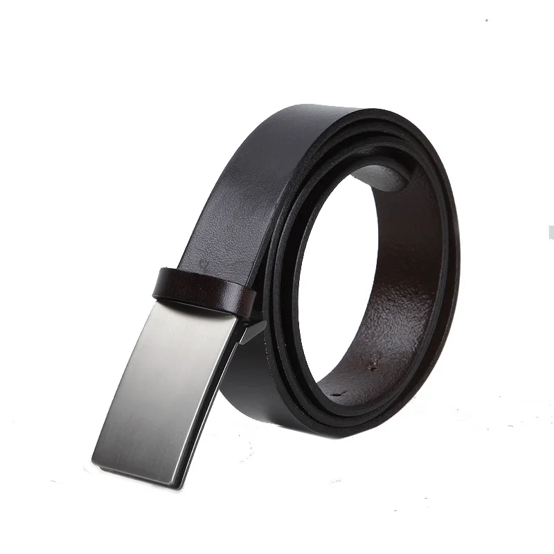 Кожаный мужской ремень LANSPACE повседневный кожаный для джинсов с медной пряжкой 2