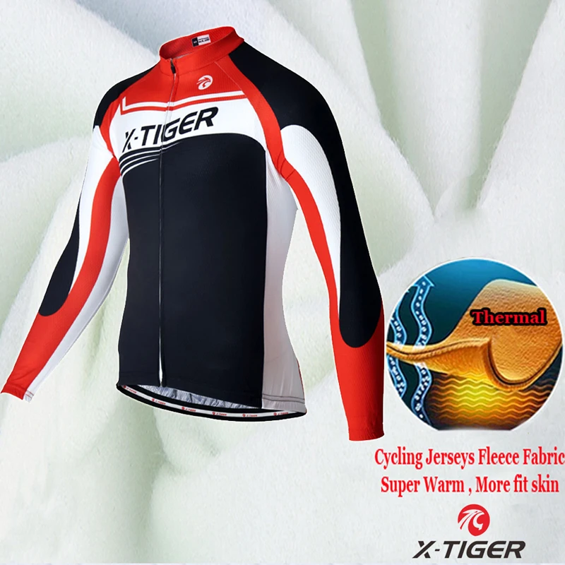 X Tiger зимний теплый флисовый длинный велосипедный комплект одежды Ropa Roupa De Ciclismo
