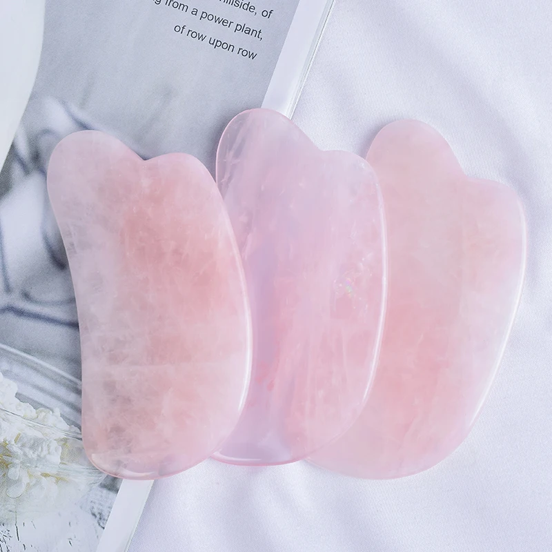 Натуральный розовый Quartz Guasha Board китайский акупрессурный массажный камень для ног