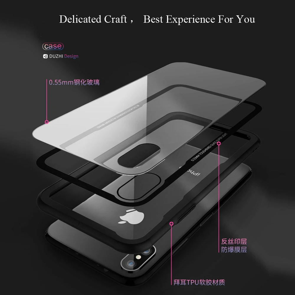 Floveme Case закаленное Стекло телефона чехол для iPhone X 10 десять Роскошные ультра