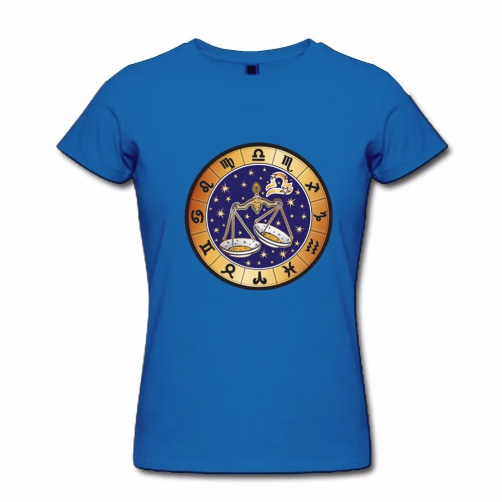 Дропшиппинг весы круглый знак зодиака футболка Для женщин camiseta Изделие из хлопка