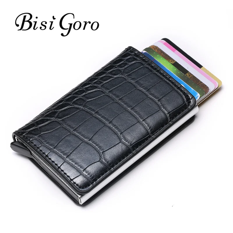

BISI GORO 2021 Blocking Wallet Business Card Holder for Plastic Cards Purse Credit Card Case Automatic Card Wallet Dropshipping