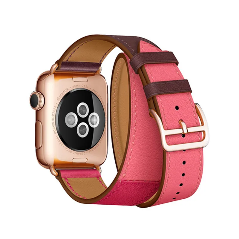Розовое золото застежка удлиненный двойной Тур подлинный ремешок для Apple Watch 4 3 мм