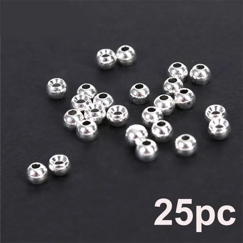 Metalic Silver Maximumcatch 25 шт. 2,0-4,6 мм, вольфрамовые бусины для завязывания мушек, четыре цвета, материал для завязывания мушек, Аксессуары для рыбалки - Цвет: Metalic Silver